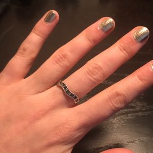Sterling silver & light blue crystal wavy ring